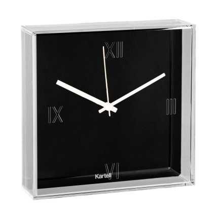 Ceas KARTELL Tic&Tac design , negru / oglinda, 30x30cm.