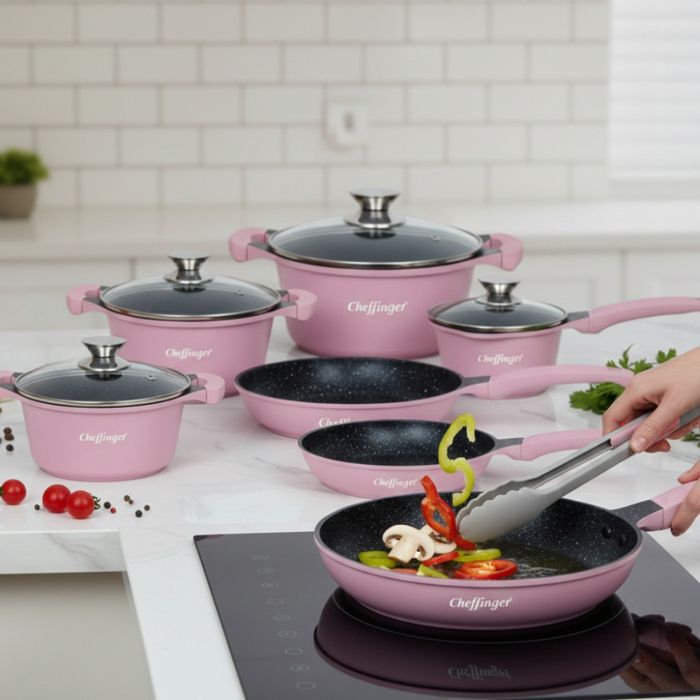 Комплект съдове за готвене Cheffinger от 10 части – тенджери и тигани