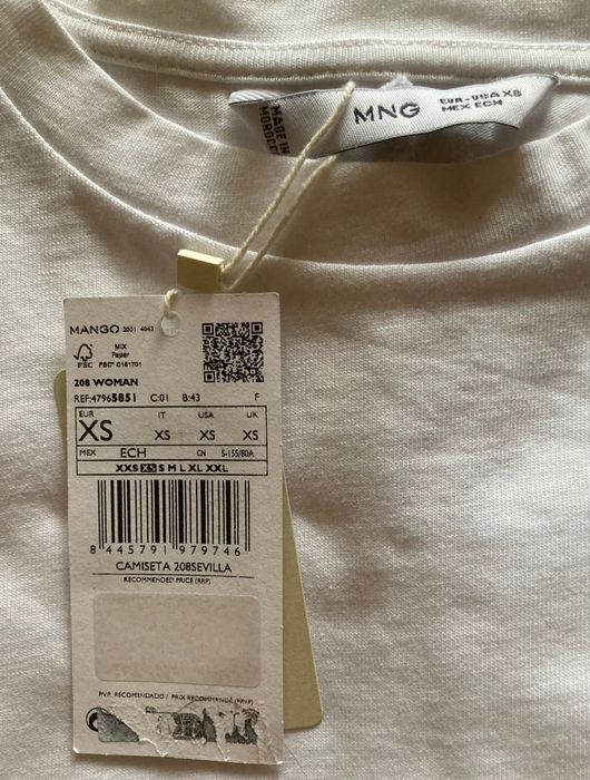 Футболка белая Mango, размер XS