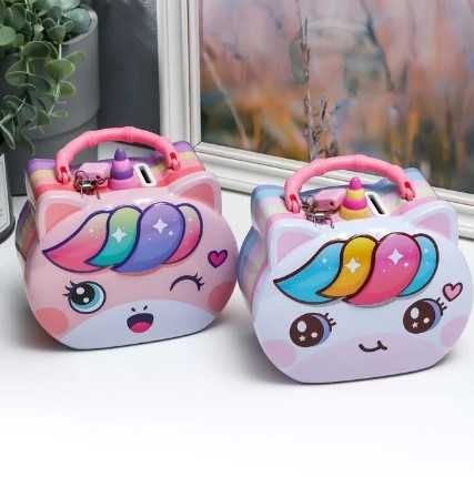 Копилка металл с замочком "Единорожка" | Kapilka