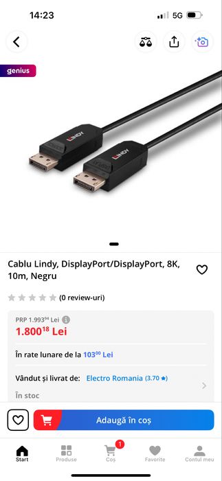 Cablu Lindy display port 50m
