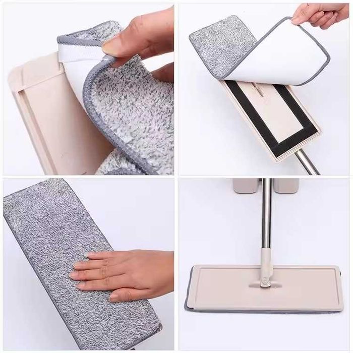 Практичен почистващ комплект с плосък моп