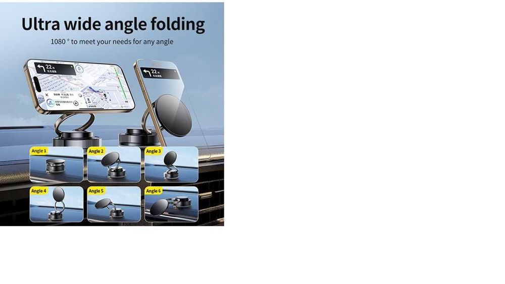 Suport Magnetic pentru Telefon, Pliabil, 360°, Ventuza Silicon cu Vid