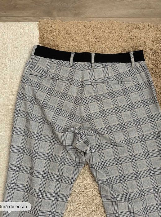 Pantaloni Eleganti Bărbați Zara Mărimea M Carouri Gri Mărimea M -EUR40-