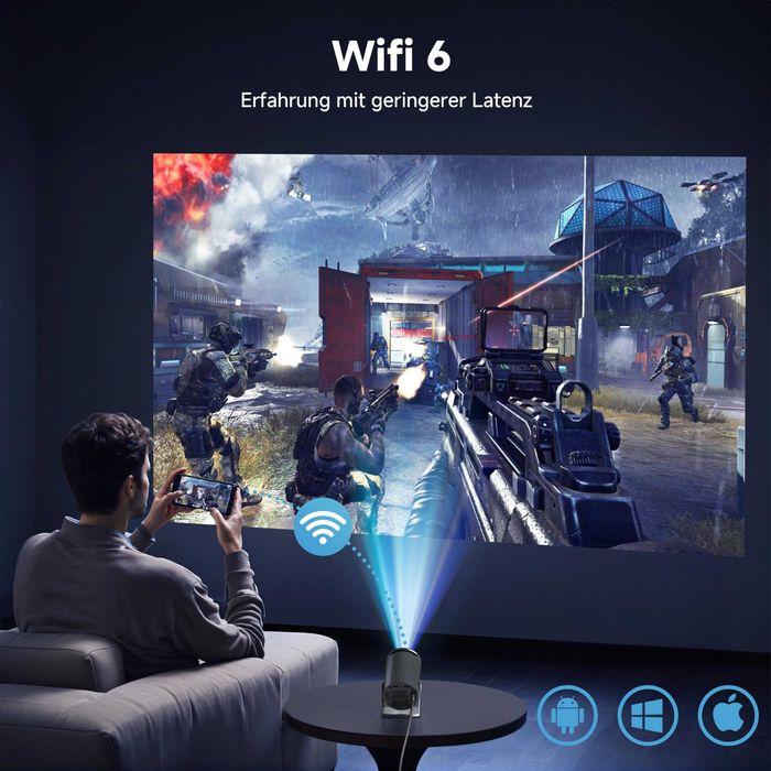 Videoproiector cu Android 11.0, Netflix,Prime,Youtube...4K,10000Lum.