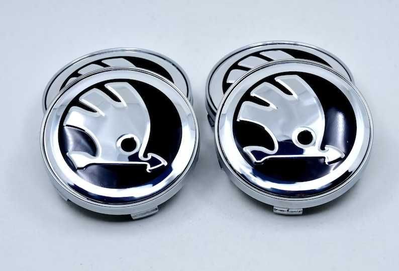 Set 4 Embleme Jante Aliaj 56MM / 60MM SKODA, Capace Roti Emblema Sigle
