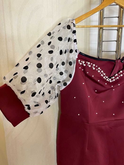 Rochie lunga cu slit si perle aplicate Shein Curve - 4XL (48)