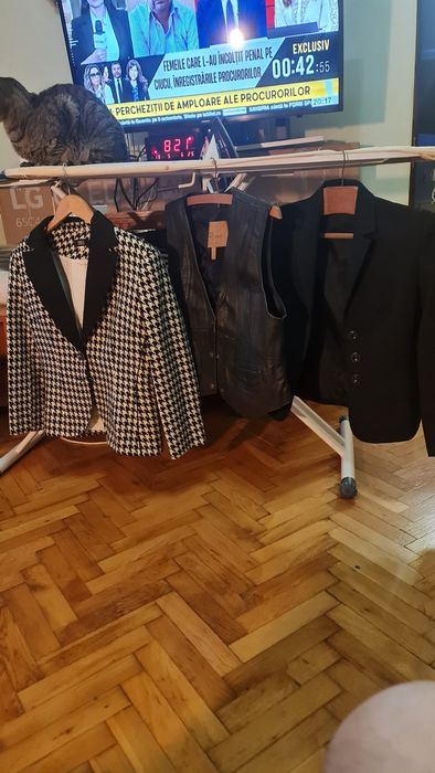 Sacou .Vesta din piele.Costum din doua piese.Pret 100 lei/bucata