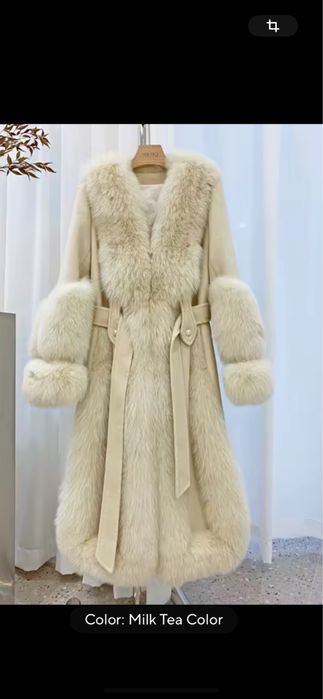 Palton lana accesorizar cu blana de vulpe