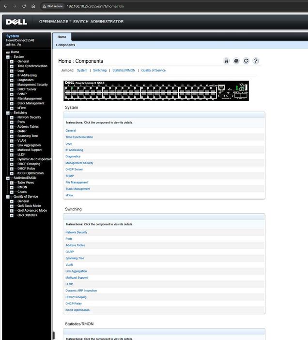 Switch Dell PowerConnect 5548 – 48x RJ45 Gigabit + 2x 10Gb SFP+
