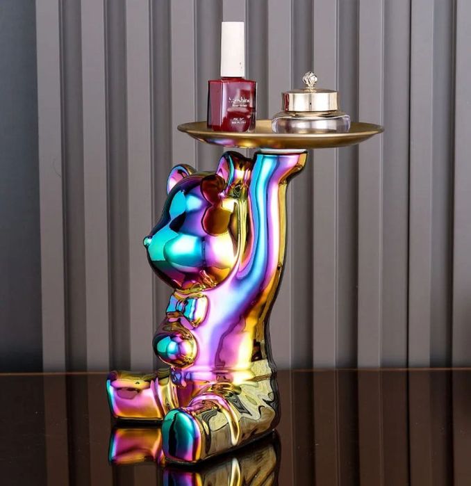 Статуэтка для интерьера, с подносом,Медведь копилка