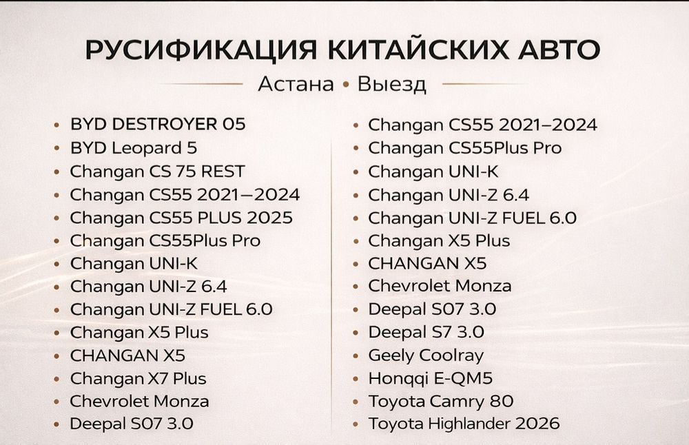 Русификация автомобилей