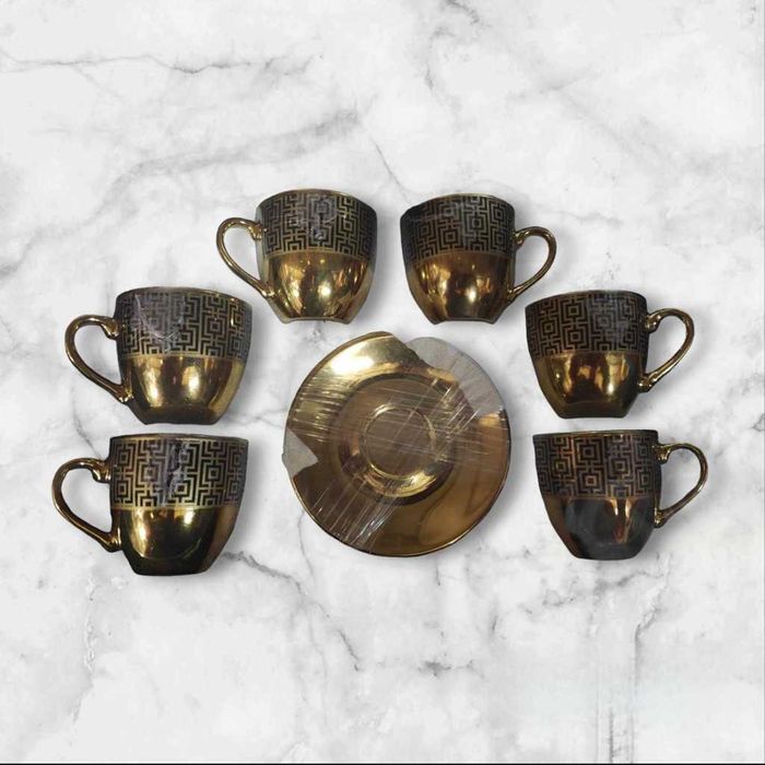 Луксозен комплект за кафе 6 бр. чаши + 6 бр. чинийки