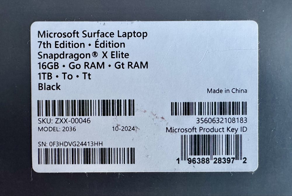 Microsoft Surface Laptop 7 13.8” Black X Elite 16GB 1TB Nou Sigilat