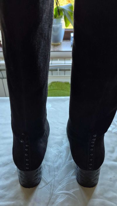 Cizme damă Alesya peste genunchi, piele naturală, negre, mărimea 40, noi în cutie