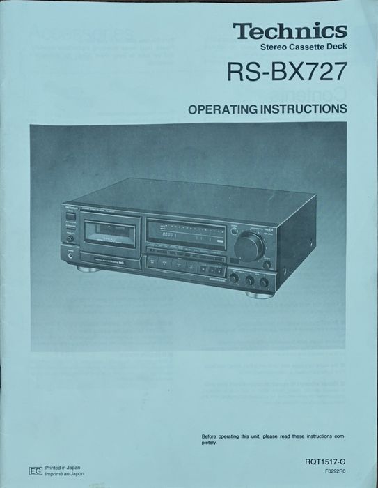 Technics rs bx 727 Manual Utilizare