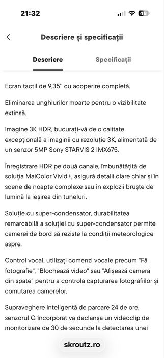 Camera bord 70mai inregistrare oglinda retrovizoare