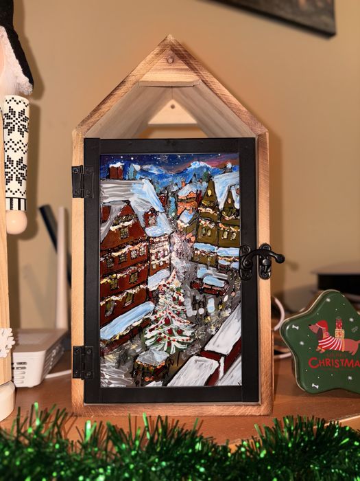 Коледна Ръчно рисувана лампа , коледен подарък