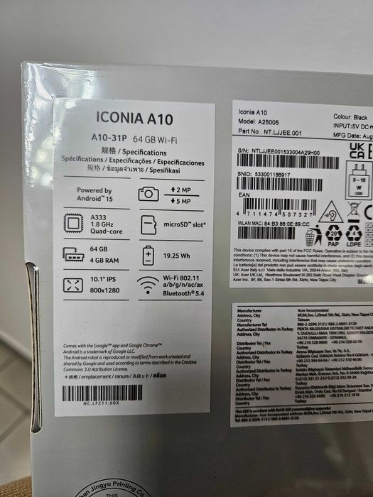 Tableta Acer iconia A10, 64Gb, 4G 4Gb, Sim, Celular, sigilat la cutie.