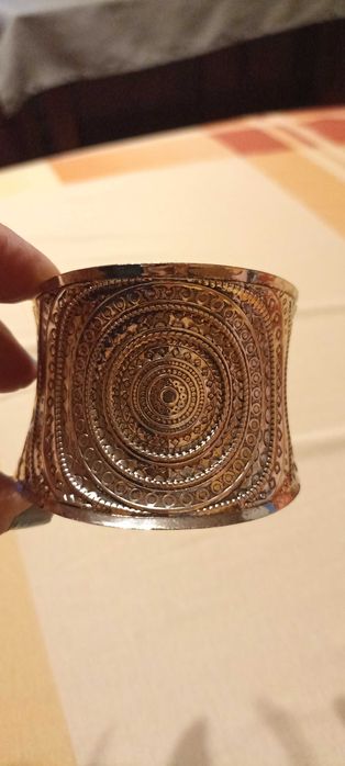 Широка дамска гривна метал антично сребро