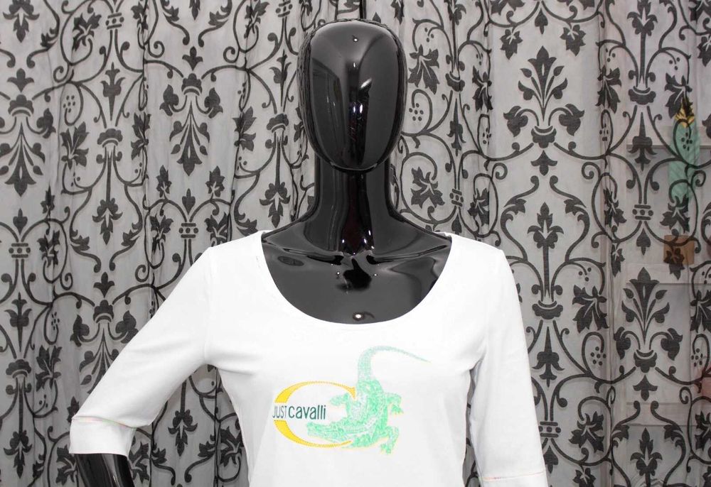 Just Cavalli оригинална дамска блуза бяла с крокодил M-L