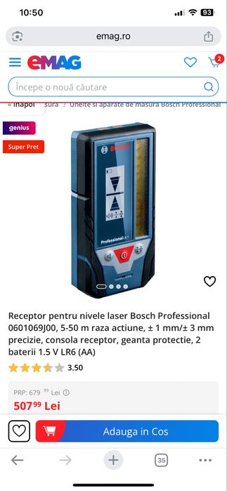 Receptor pentru nivele laser