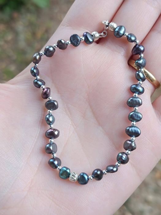 Bratara din argint de 925 cu perle naturale de cultura, perle Keshi