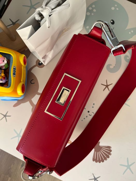 Gino Rossi червена чанта естествена кожа