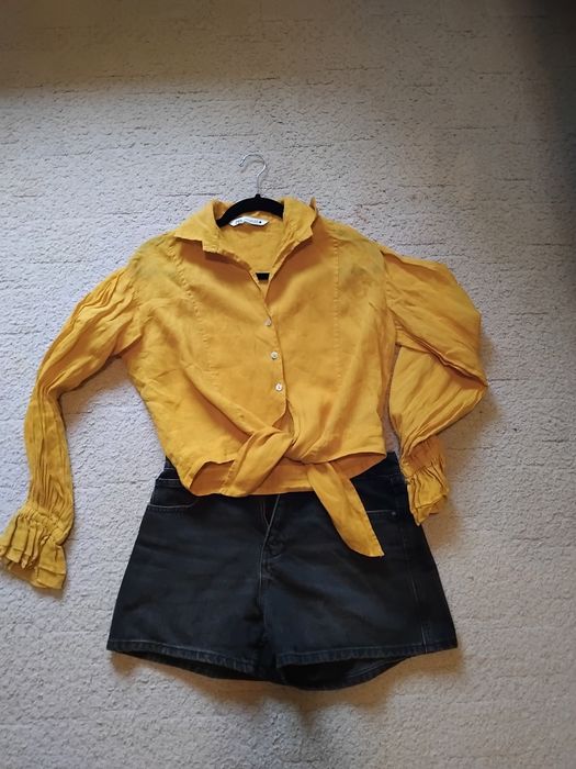 Сет ленена риза и дънкови панталонки ZARA