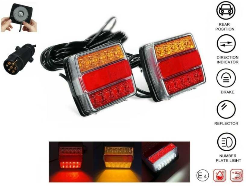 Комплект LED стопове с магнит и кабел 7,5м за ремаркета,колесари и др