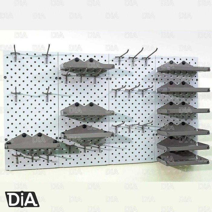 Teshilgan panel, перфопанель, do'konda ilgaklar uchun teshilgan panel