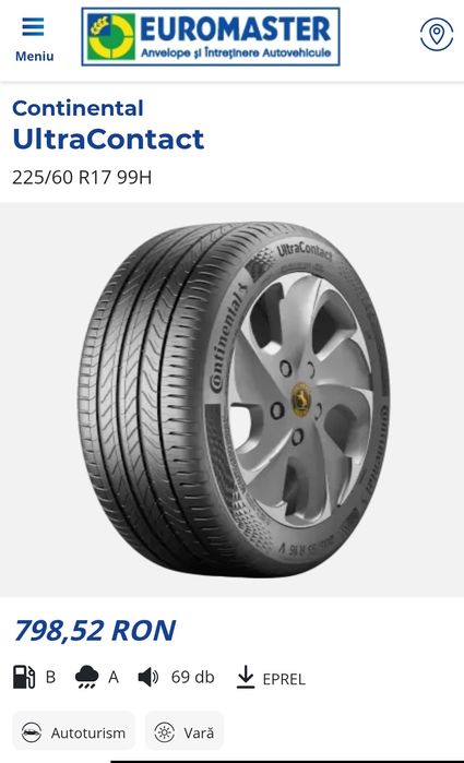 Anvelope vara CONTINENTAL ULTRA CONTACT ontinental 17".   225-60-17