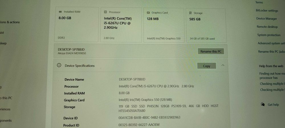 Laptop Medion E6424-Intel i5 gen.6