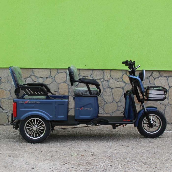 Двуместна CARGO електрическа триколка Max Motors CARGO LUX 1500W BLUE