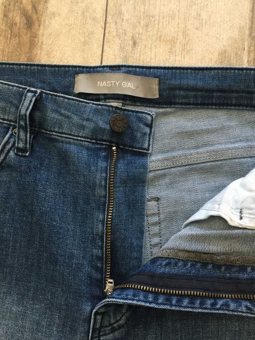 Дънки Nasty Gal Двуцветни Шикор Крачол Висока Такия Размер 29