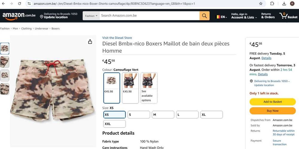 Sort plaja piscina Diesel Nico Camouflage