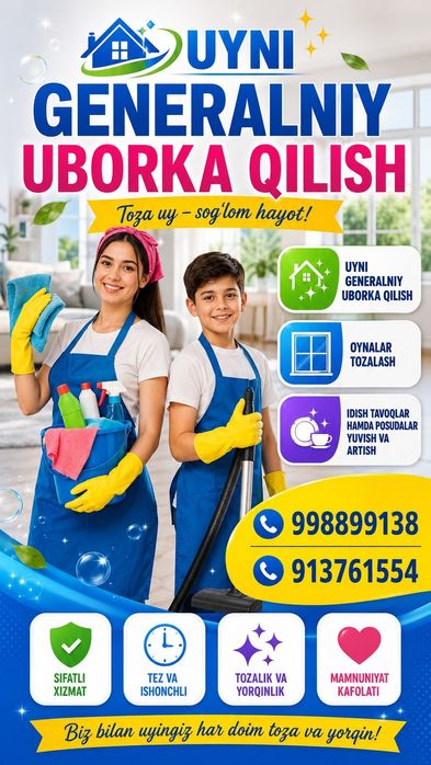 Qulay narxlarda uy tozalash xizmati