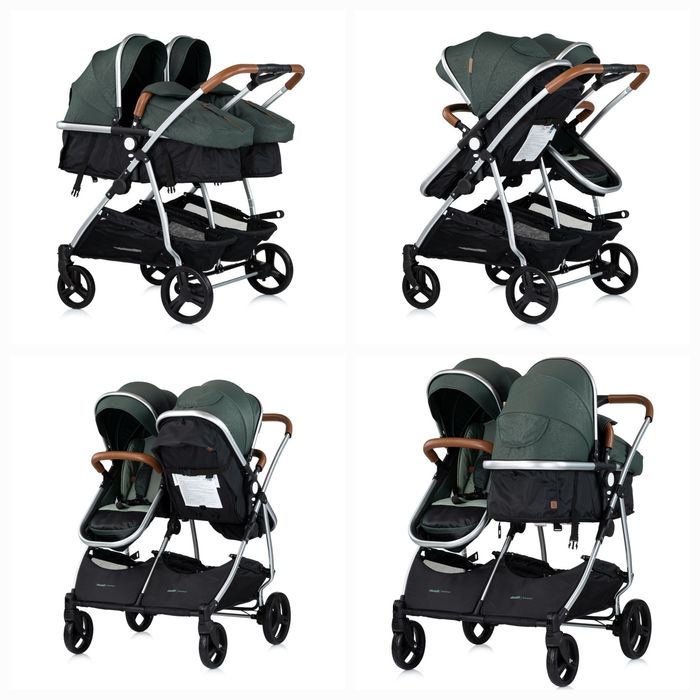Chipolino Duo Smart зелена + кошове за кола + матраци за кошовете