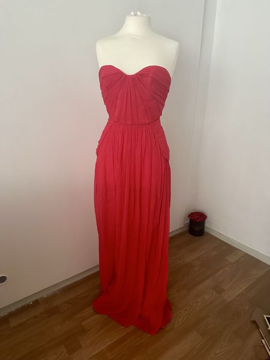 Mango Rochie lunga maxi  roz matase naturala