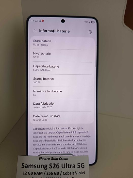 Samsung S26 Ultra 12GB RAM/256GB/Cobalt Violet/Bateria 100%/Stare impecabila! ID11394