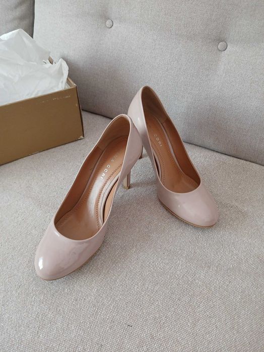 Pantofi piele naturală lac nude Anna Cori