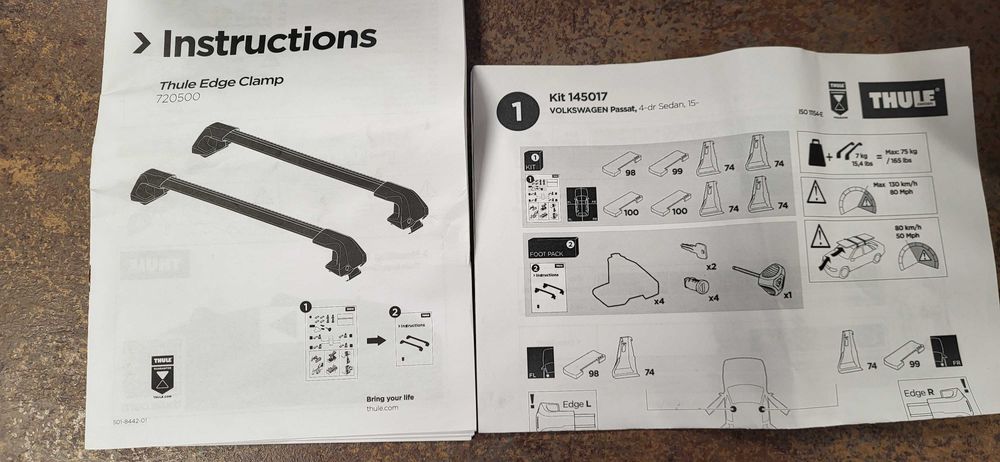 Bara transversala Thule pentru Passat B8 sedan