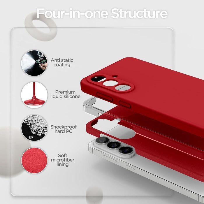 Матов силиконов кейс за samsung galaxy s26 - червен - със защита на ка