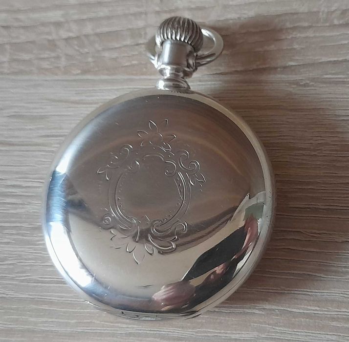 Ceas de buzunar argint New York Standard Watch Co pictat manual Unicat