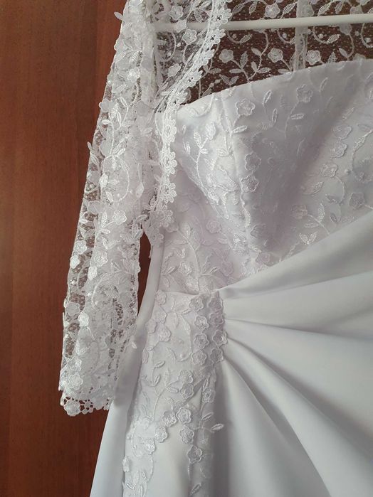 Rochie alba mireasa cu bolero