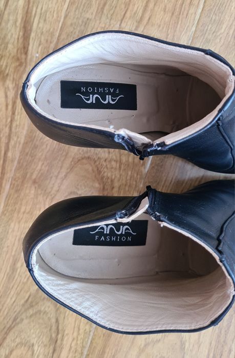 Botine de Piele Naturala Negre 36