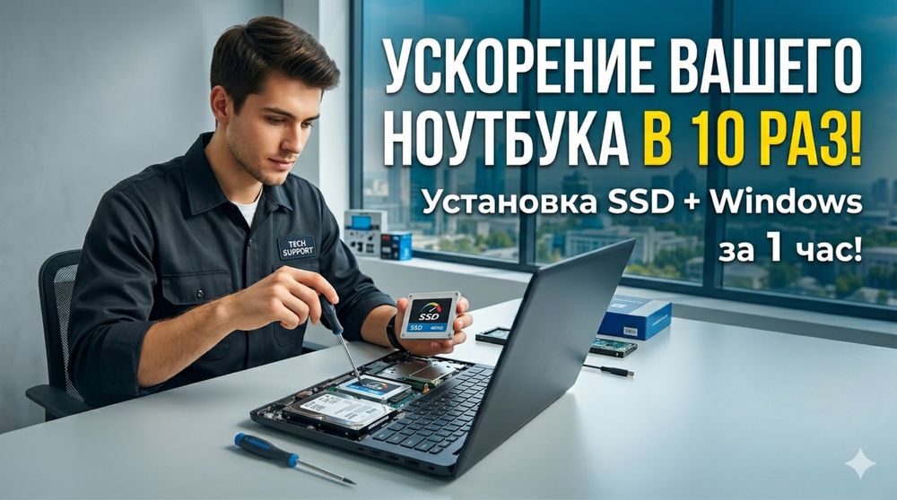 Ноутбук тормозит? Установлю SSD и Windows. Гарантия скорости!