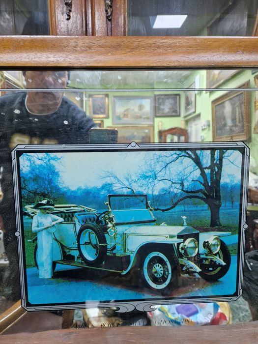 Уникално антикварно английско рекламно огледало Rolls Royce