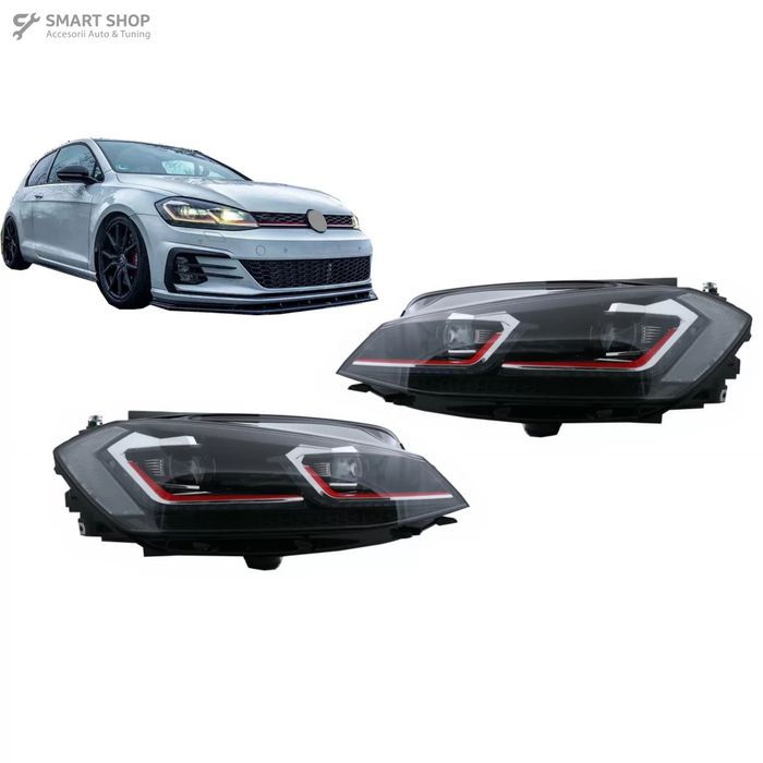 Faruri LED compatibil cu VW Golf 7.5 VII (2017+) GTI Look cu Semnal Dinamic