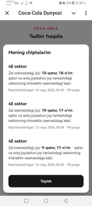 Bilet sotiladi Uzbekiston uyini uchun